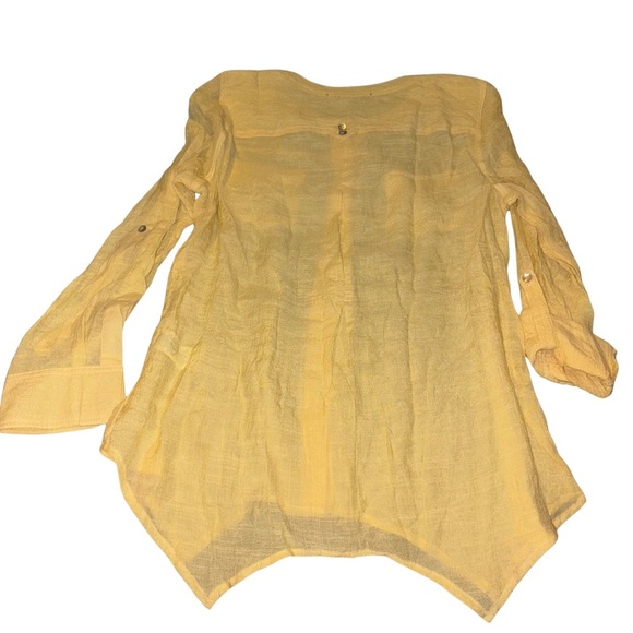Democracy Yellow Button Down Top with Adjustable Sleeves NWT - Picture 10 of 11